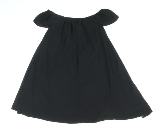 Missguided Womens Black Polyester Trapeze & Swing Size 4 Off the Shoulder Pullover