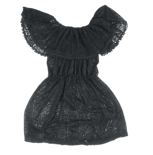 Atmosphere Womens Black Polyester Skater Dress Size L Off the Shoulder Pullover