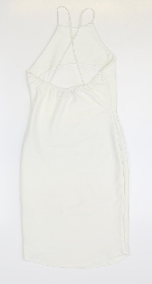 Misguided Womens Ivory Polyester Bodycon Size 6 Halter Pullover