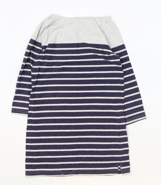 Papaya Womens Blue Striped Cotton Basic Tank Size 8 Boat Neck