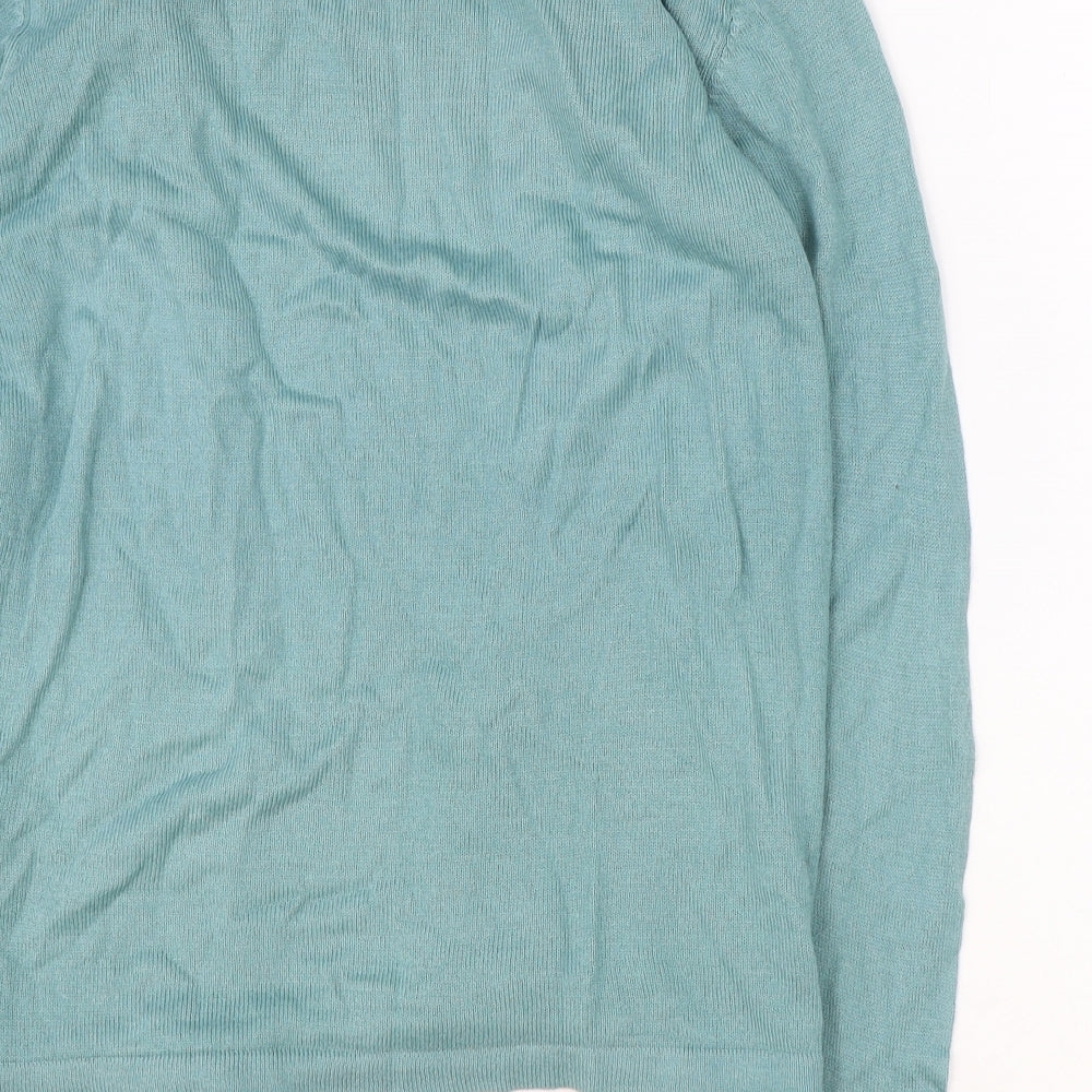 EWM Womens Blue Floral Acrylic Basic Blouse Size S Round Neck - Twin Set Waterfall esign