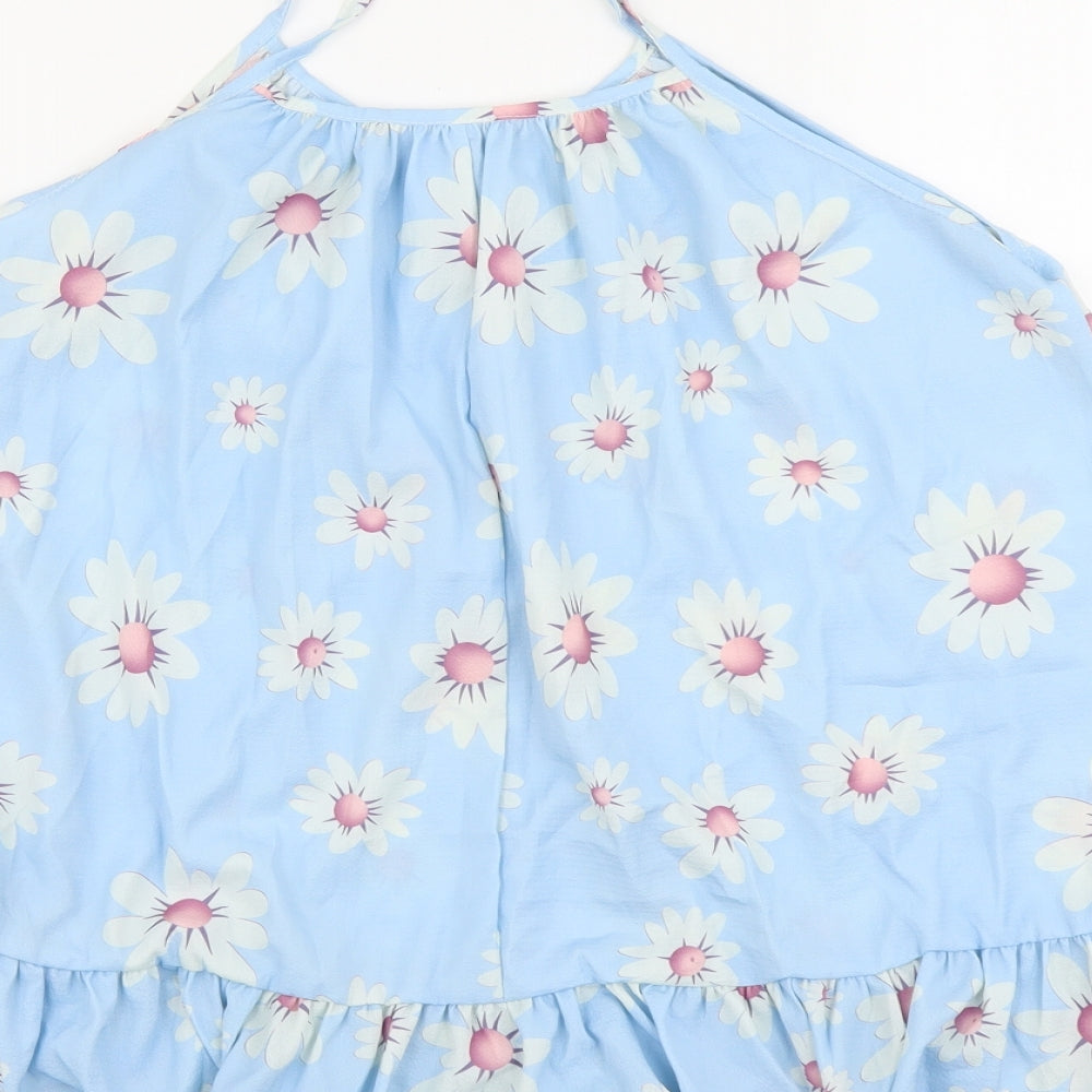 SheIn Womens Blue Floral Polyester Camisole Tank Size M Scoop Neck