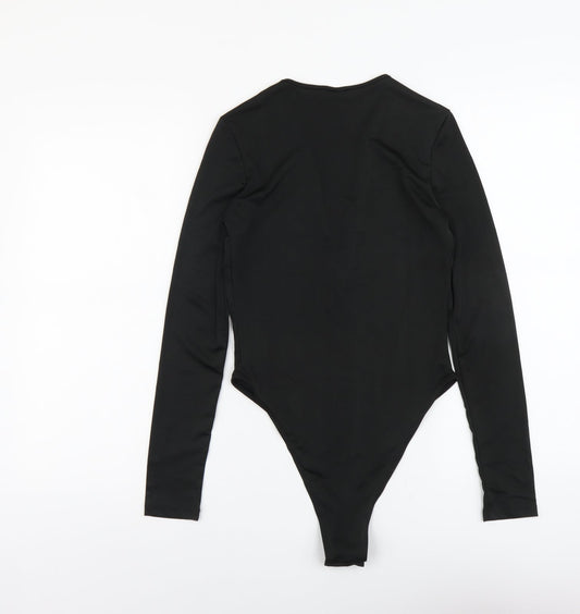 SheIn Womens Black Polyester Bodysuit One-Piece Size S Snap