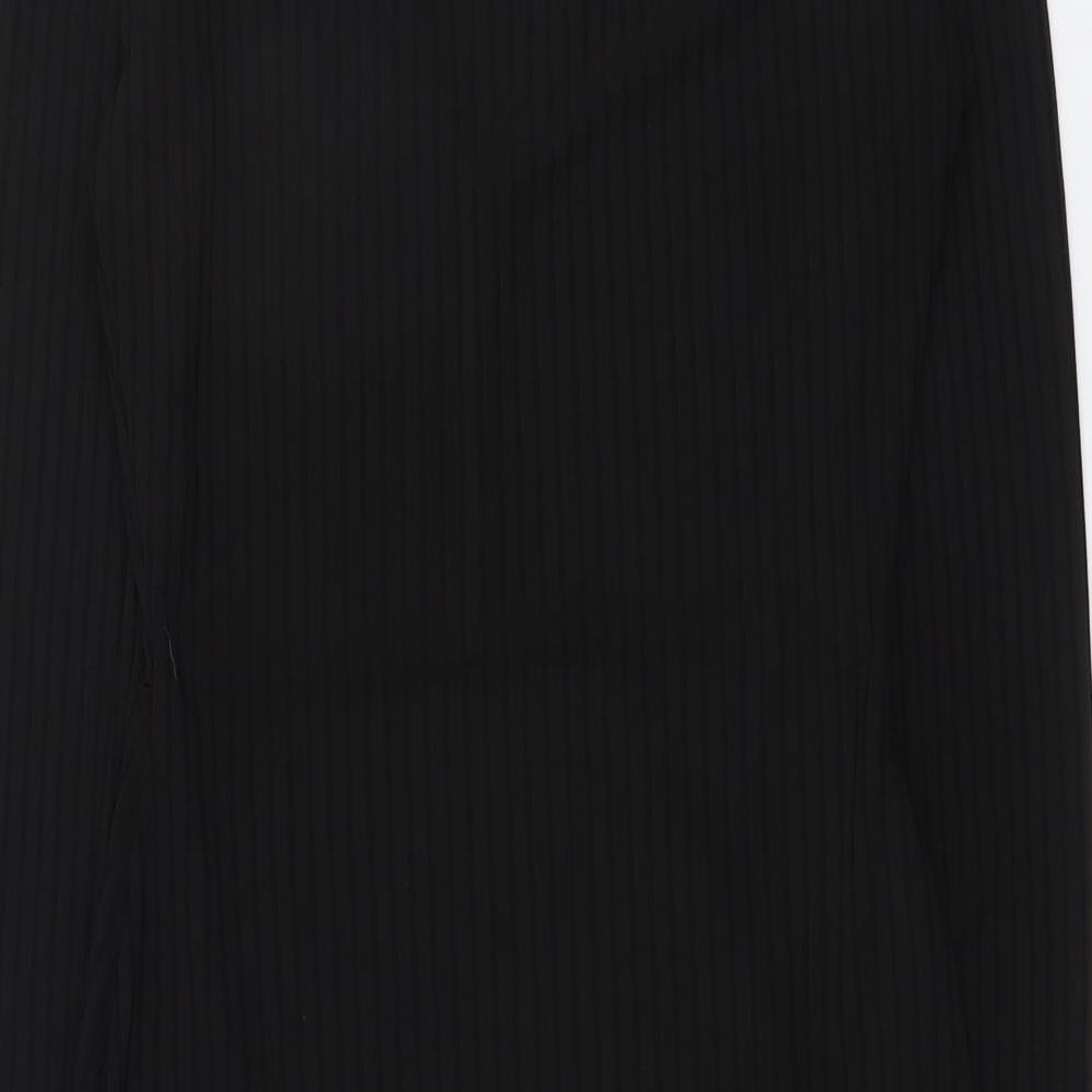 PRETTYLITTLETHING Womens Black Polyester Mini Size 4 V-Neck Pullover