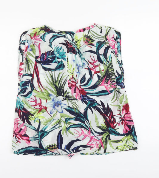 H&M Womens Multicoloured Floral Cotton Basic Blouse Size S V-Neck