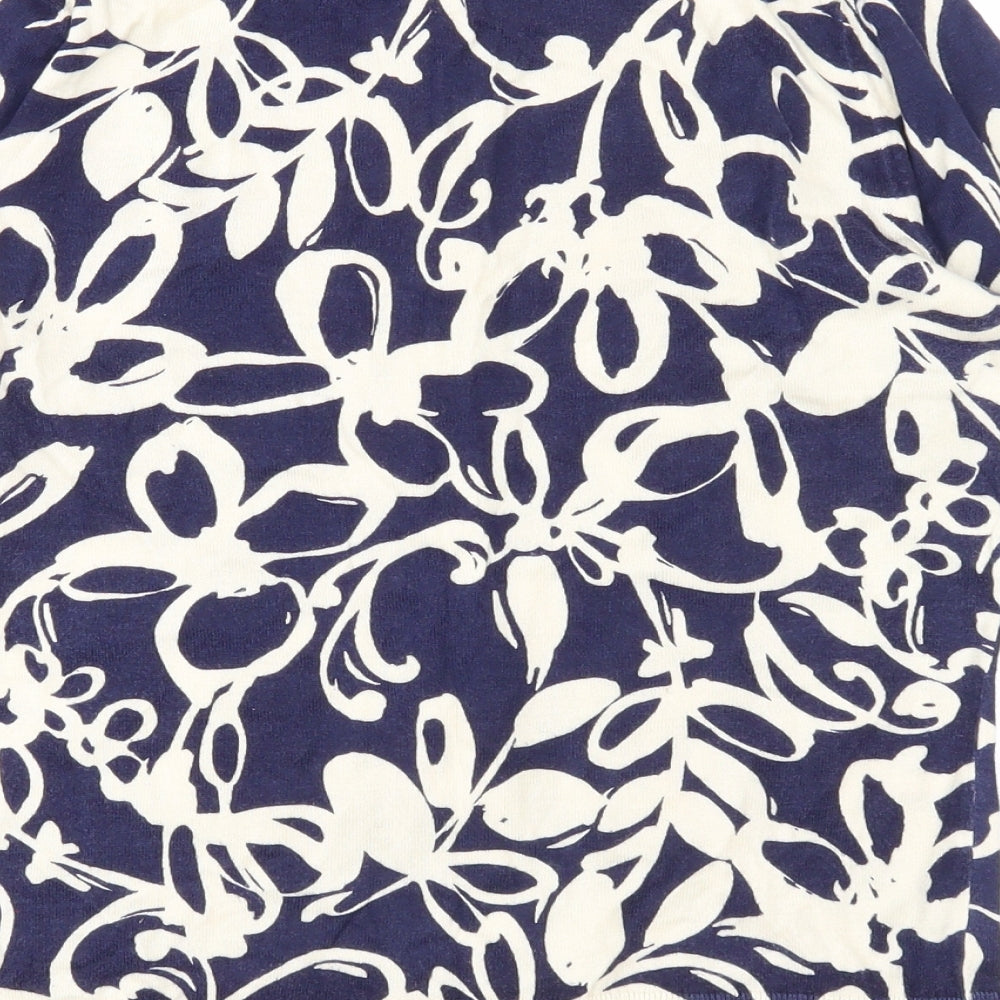 Kew 159 Womens Blue Round Neck Floral Cotton Cardigan Jumper Size S