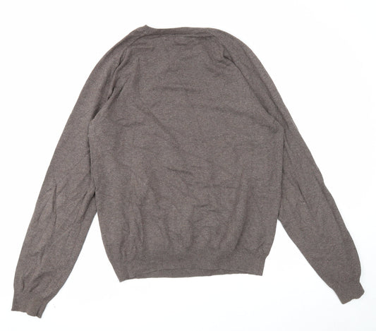 Burton Mens Brown Round Neck Cotton Pullover Jumper Size M Long Sleeve