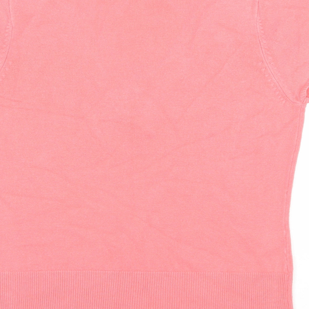 George Womens Pink V-Neck Acrylic Pullover Jumper Size 10