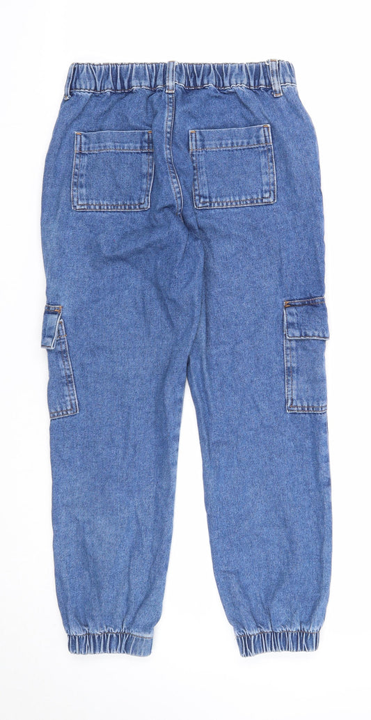 Denim & Co. Womens Blue Cotton Tapered Jeans Size 6 Regular Zip