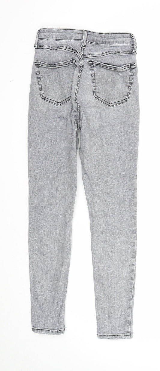 Topshop Womens Grey Cotton Skinny Jeans Size 28 in Regular Zip
