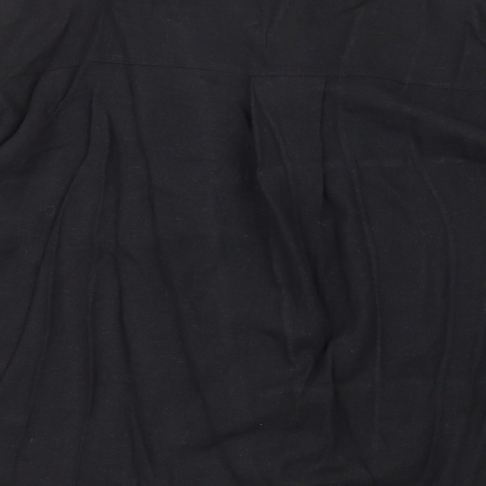 Womens UK Size L Preworn Black Basic Button-Up
