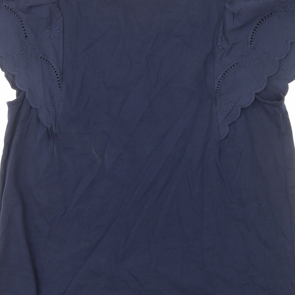 Marks and Spencer Womens Blue Viscose Basic Tank Size 10 Scoop Neck