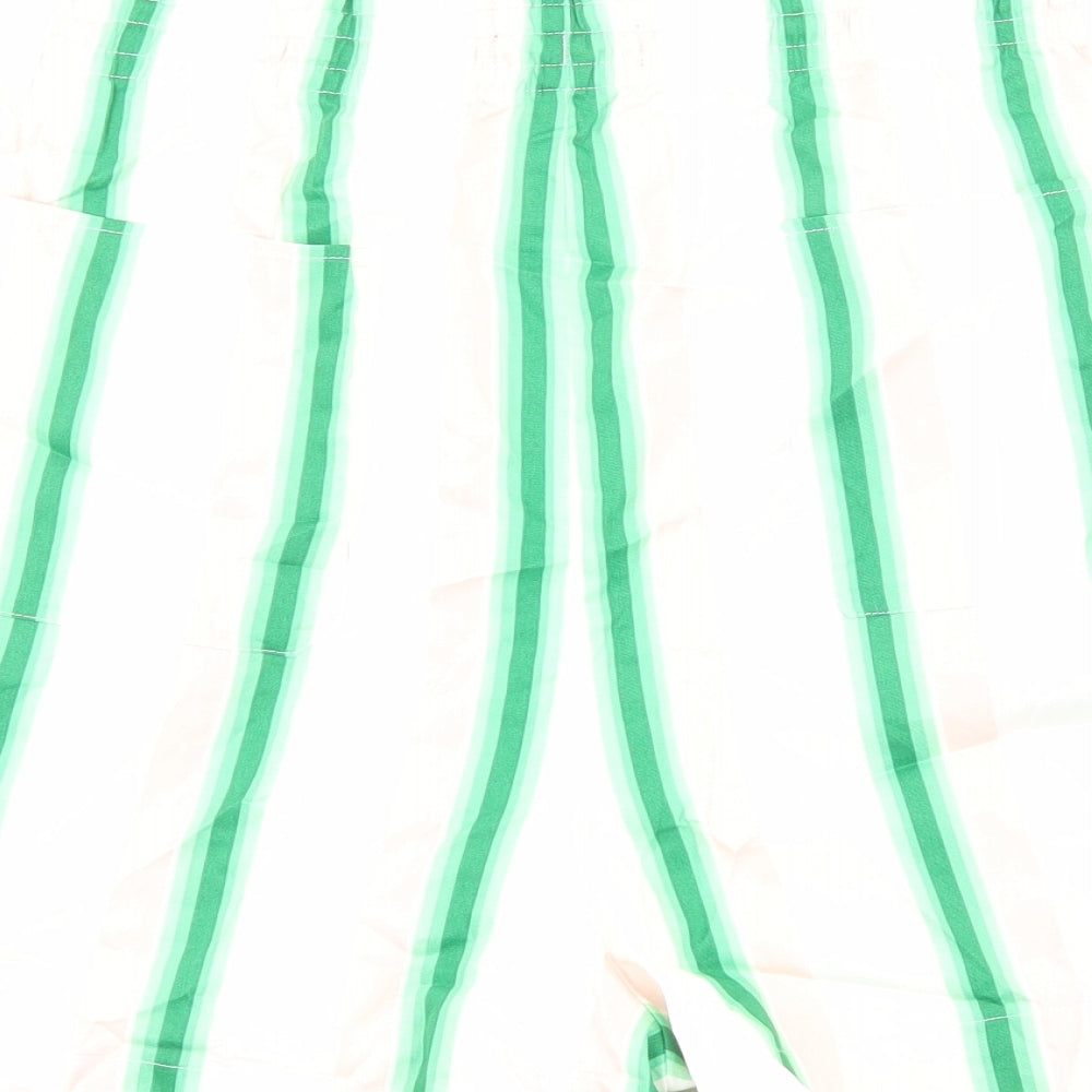 Marks and Spencer Womens White Striped Viscose Bermuda Shorts Size 22 Regular Drawstring