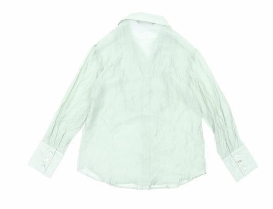 Womens UK Size S Zara Green Basic Button-Up