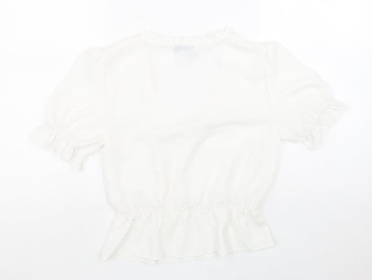 Womens UK Size 8 Topshop White Cropped T-Shirt