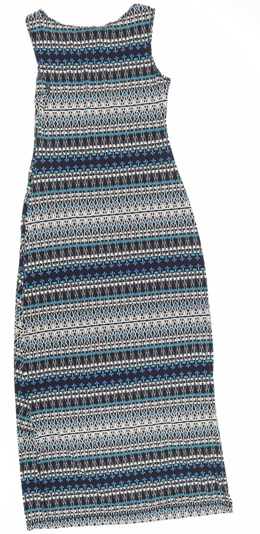 Max Studio Womens Multicoloured Geometric Polyester Tank Dress Size S Scoop Neck Pullover