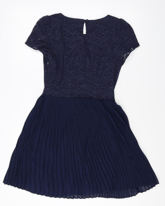 Atmosphere Womens Purple Cotton Fit & Flare Size 8 Boat Neck Zip