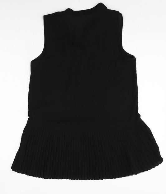 Papaya Womens Black Polyester Shift Size 8 V-Neck Button