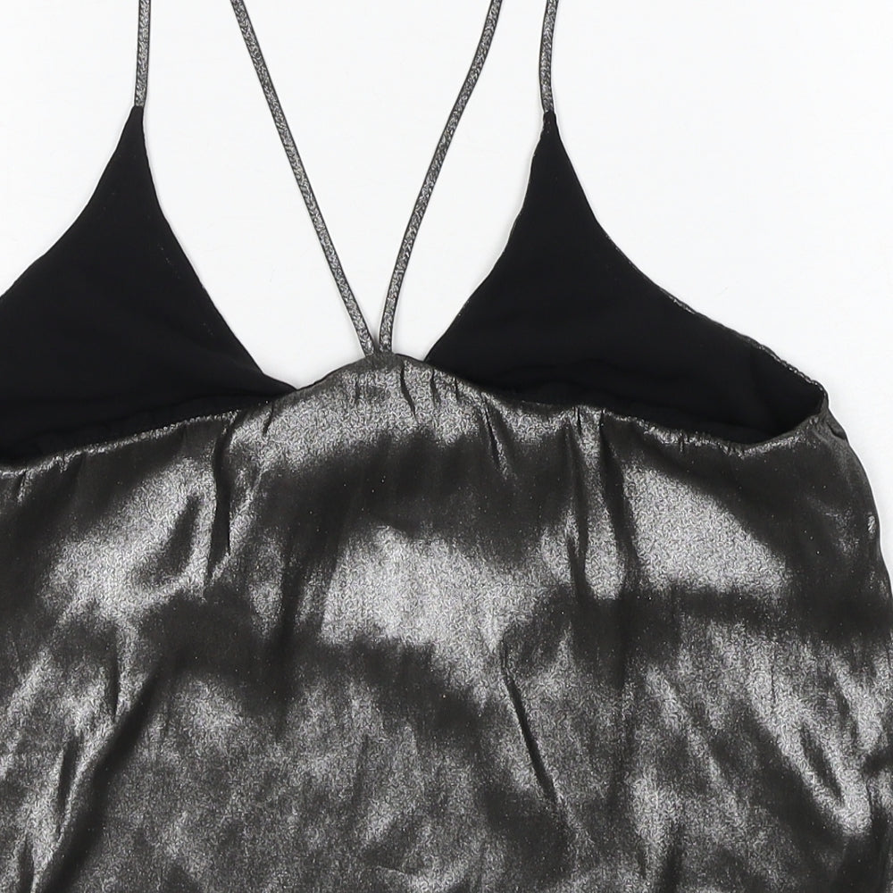Womens UK Size XS Sparkle & Fade Silver Camisole Tank