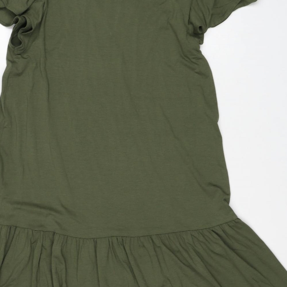 Marks and Spencer Womens Green Viscose A-Line Size 10 V-Neck Pullover