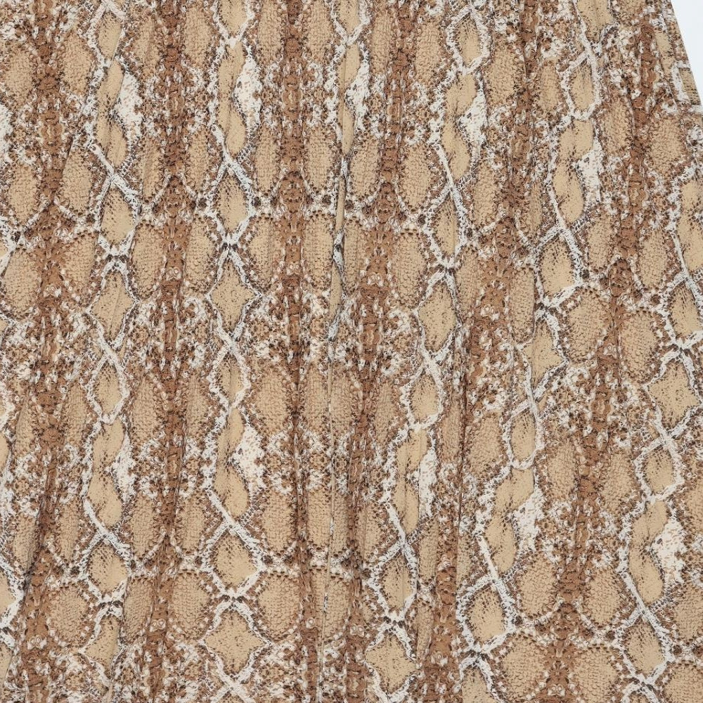 Marks and Spencer Womens Brown Animal Print Polyester Swing Skirt Size 18 - Snakeskin Pattern