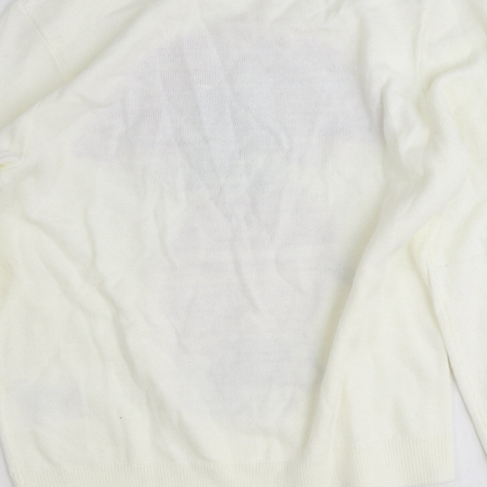 H&M Girls Ivory Round Neck Acrylic Pullover Jumper Size 10-11 Years Pullover - Puppy Holidays