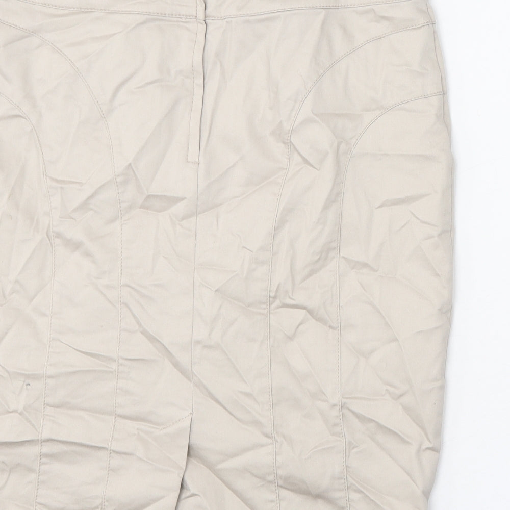 H&M Womens Gold Cotton Straight & Pencil Skirt Size 12 Zip