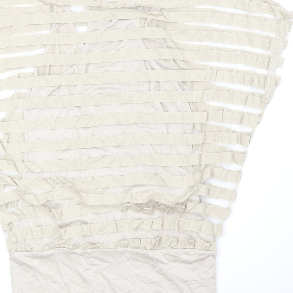 Womens UK Size S Apricot Beige Basic Blouse
