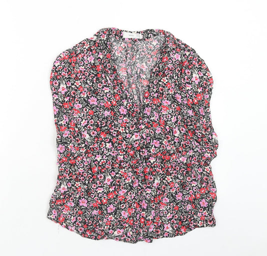Mango Womens Pink Floral Viscose Basic Tank Size XS V-Neck