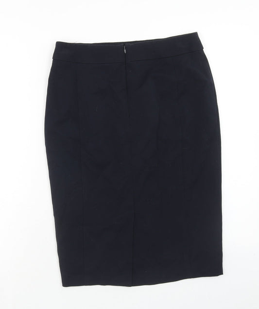 Marks and Spencer Womens Blue Polyester Straight & Pencil Skirt Size 8 Zip