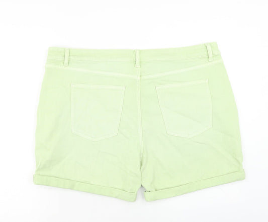 Marks and Spencer Womens Green Cotton Boyfriend Shorts Size 22 Regular Zip