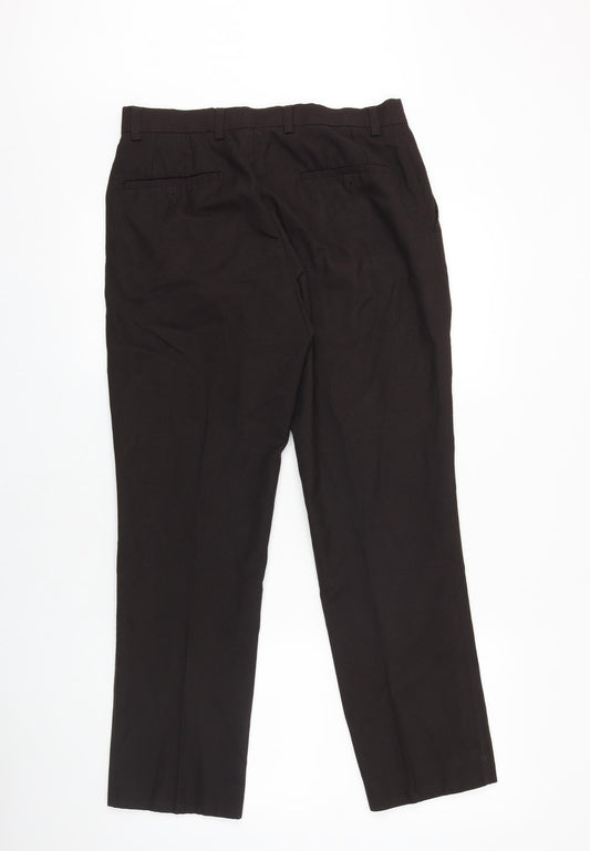NEXT Mens Brown Polyester Capri Trousers Size 30 in L29 in Regular Zip