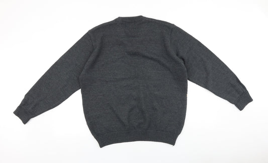 Wolsey Mens Grey Round Neck Acrylic Pullover Jumper Size M Long Sleeve