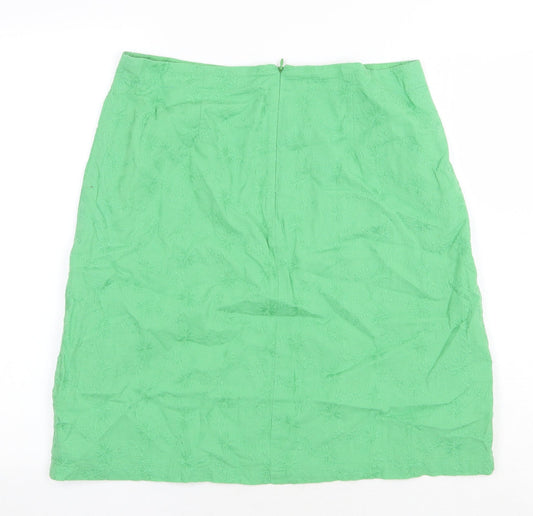 Dickins & Jones Womens Green Cotton Straight & Pencil Skirt Size 14 Zip