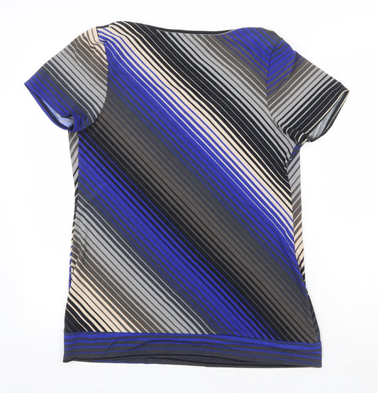 CMD Womens Multicoloured Geometric Polyester Basic T-Shirt Size M Mock Neck