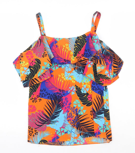 George Womens Multicoloured Geometric Polyester Basic Blouse Size 10 Square Neck