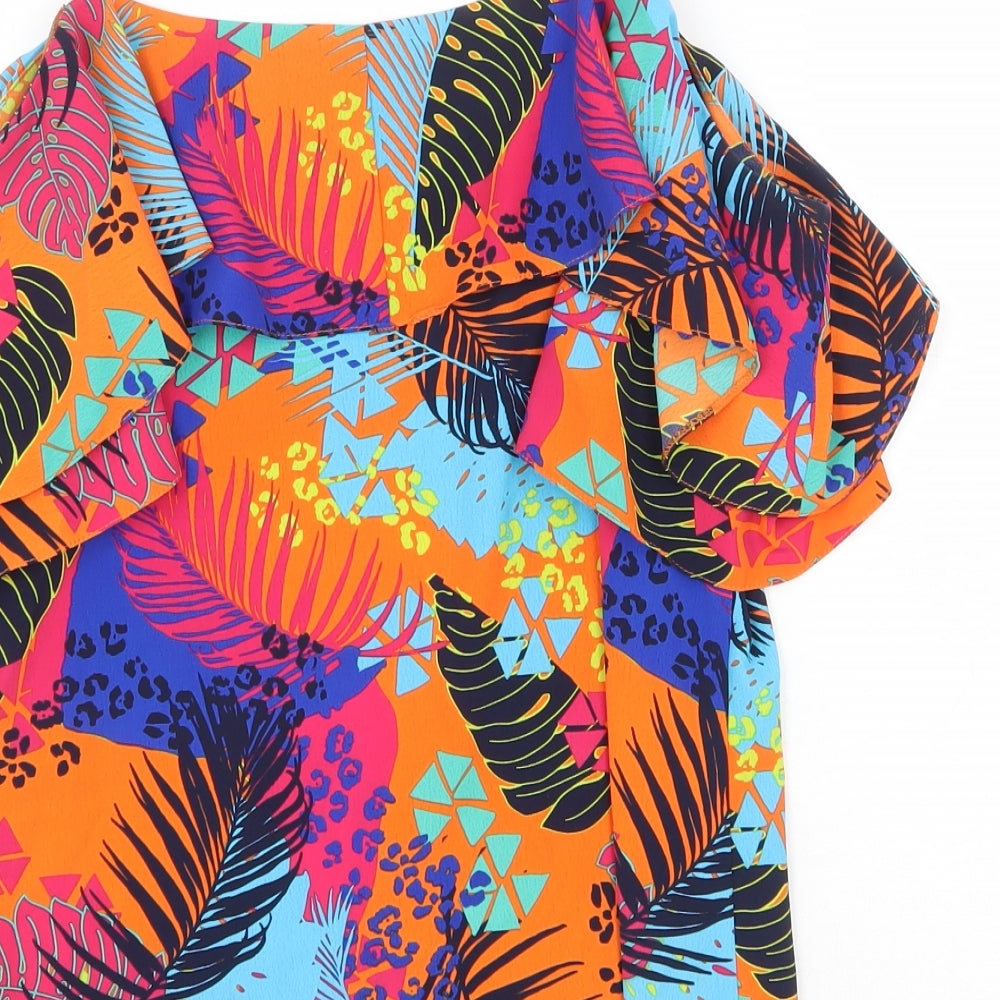 George Womens Multicoloured Geometric Polyester Basic Blouse Size 10 Square Neck