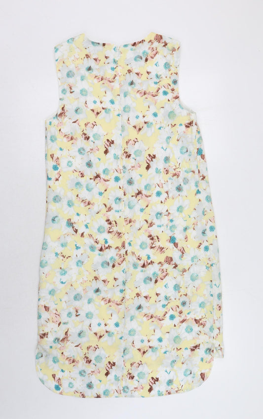 Marks and Spencer Womens Multicoloured Floral Polyester Tank Dress Size 10 Boat Neck Zip