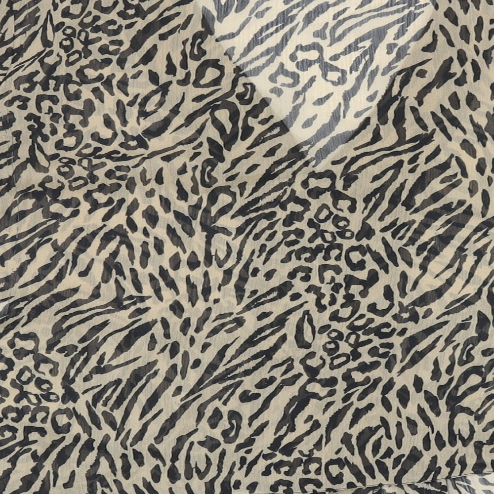 Primark Womens Brown Animal Print Polyester Basic Blouse Size 12 V-Neck - Tiered Tiger Print