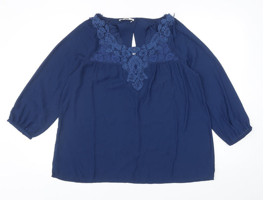 Womens UK Size S Mango Blue Basic Blouse