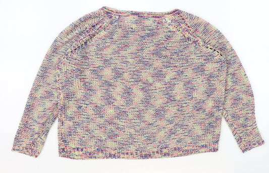 Indigo Womens Multicoloured Boat Neck Acrylic Pullover Jumper Size 18