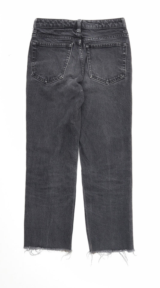 Topshop Womens Black Cotton Straight Jeans Size 25 in Regular Zip