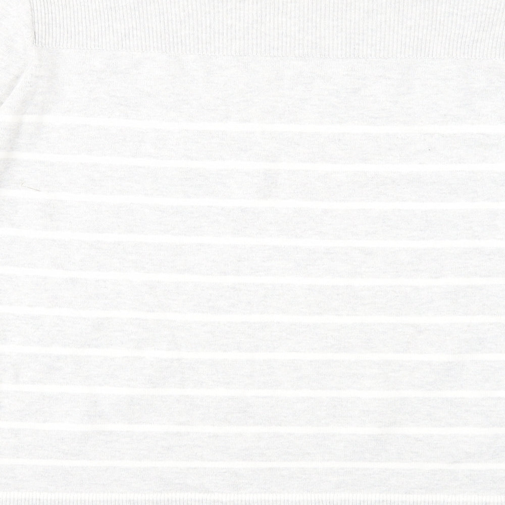Gap Womens Grey Boat Neck Striped Cotton Pullover Jumper Size L