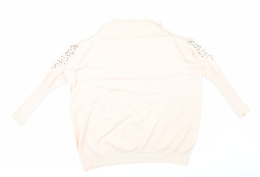 TU Womens Pink Round Neck Viscose Pullover Jumper Size L