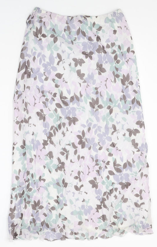 Marks and Spencer Womens Purple Floral Polyester Straight & Pencil Skirt Size 26 in