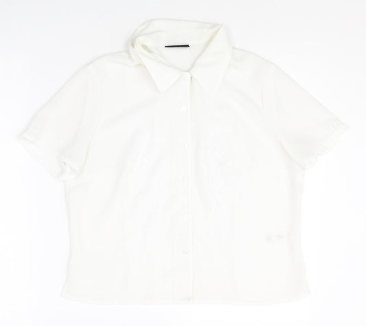 Womens UK Size 12 BHS White Basic Button-Up