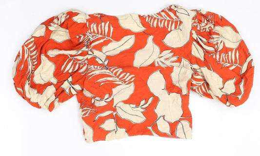 Primark Womens Multicoloured Geometric Viscose Cropped Tank Size 6 Round Neck