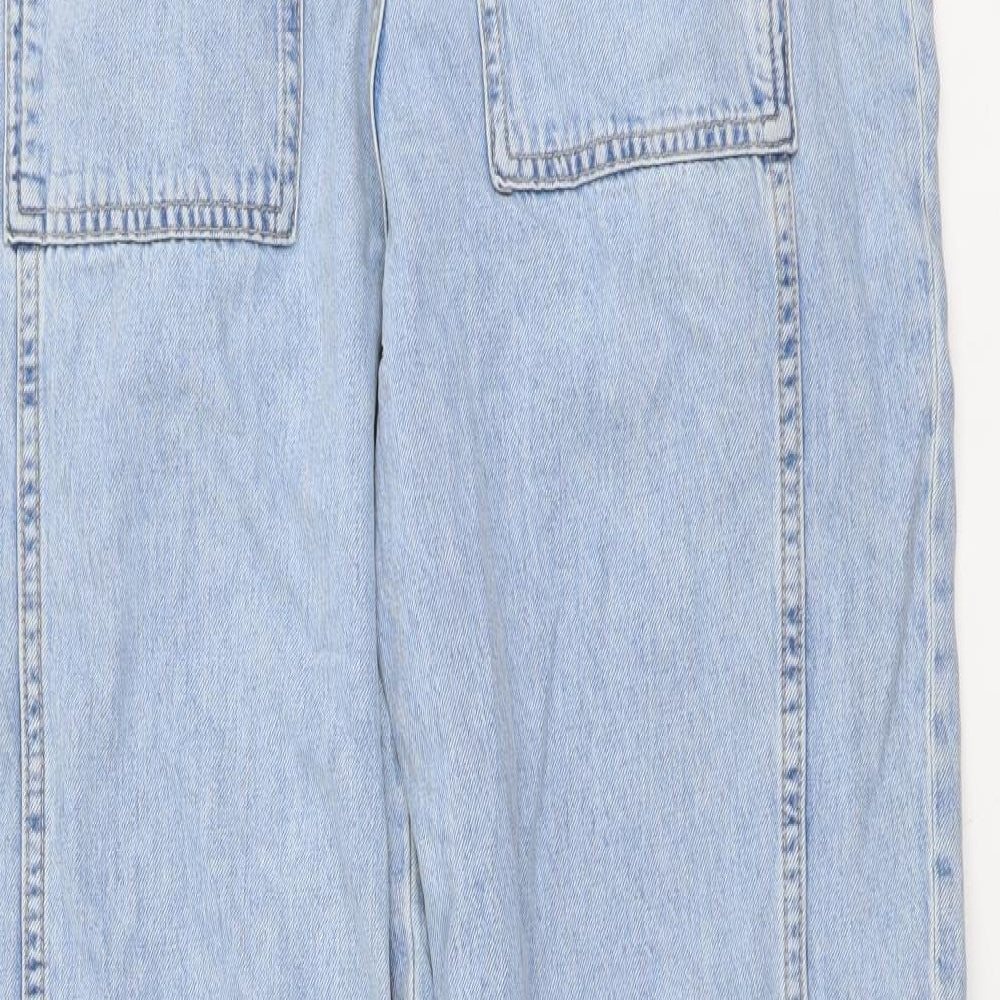 Zara Womens Blue Cotton Straight Jeans Size 4 L29 in Regular