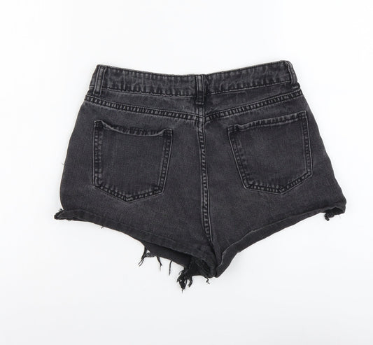 SheIn Womens Black Cotton Cut-Off Shorts Size M L3 in Regular Button