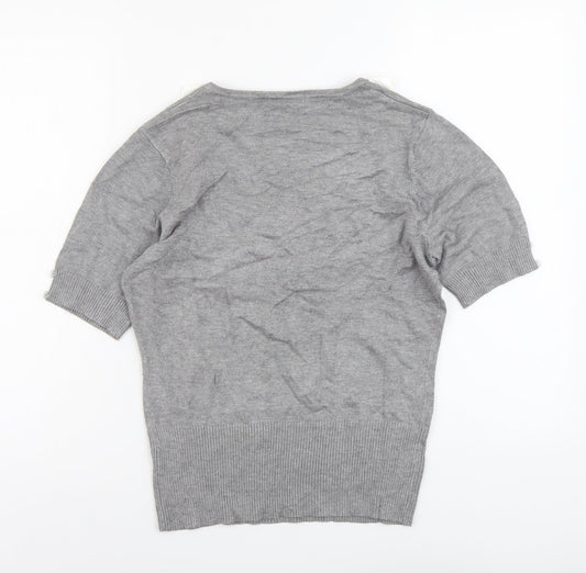 Bonmarché Womens Grey Scoop Neck Viscose Pullover Jumper Size S